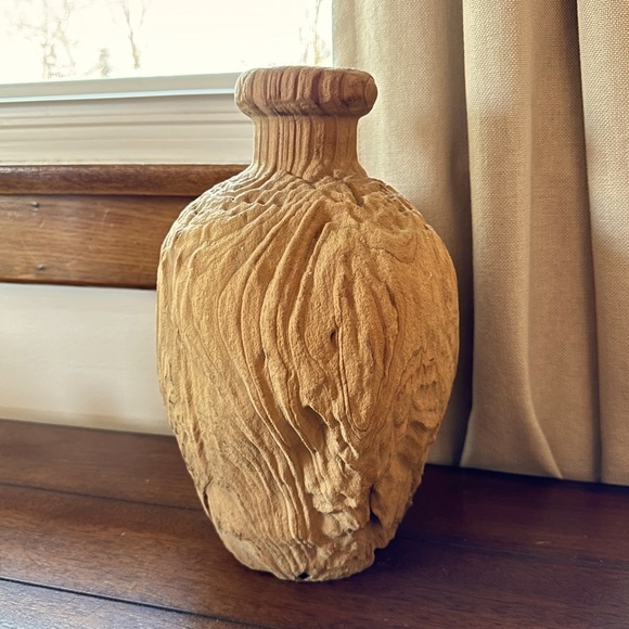 Wood Turned Teak Vase - Picture 2 of 12